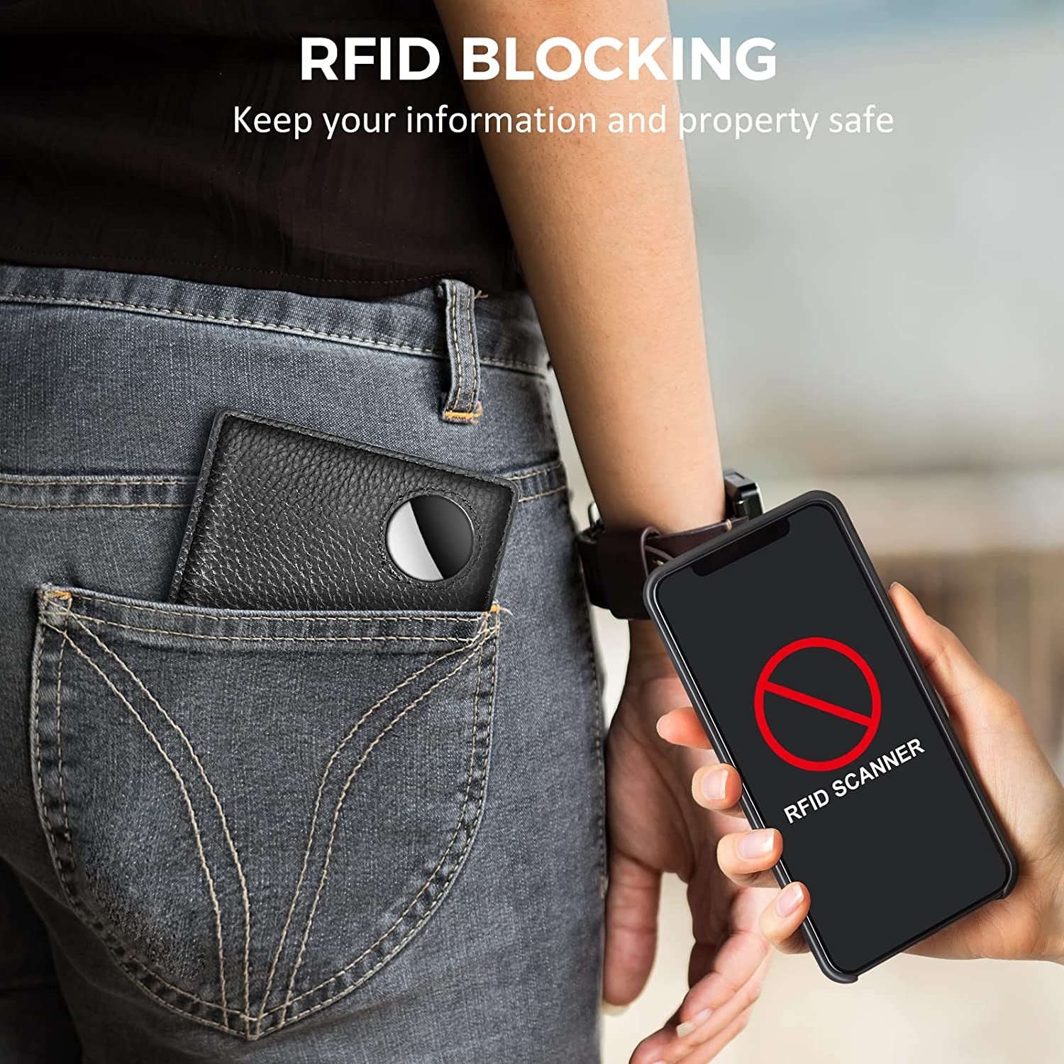 Dallson Mens Wallet for Airtag, Bifold Genuine Leather Wallet with Air Tag Holder, 2 ID Window, 10 Card Slot, RFID Blocking, Smart Wallet Compatible with Apple Airtag (Black)  Dallson   