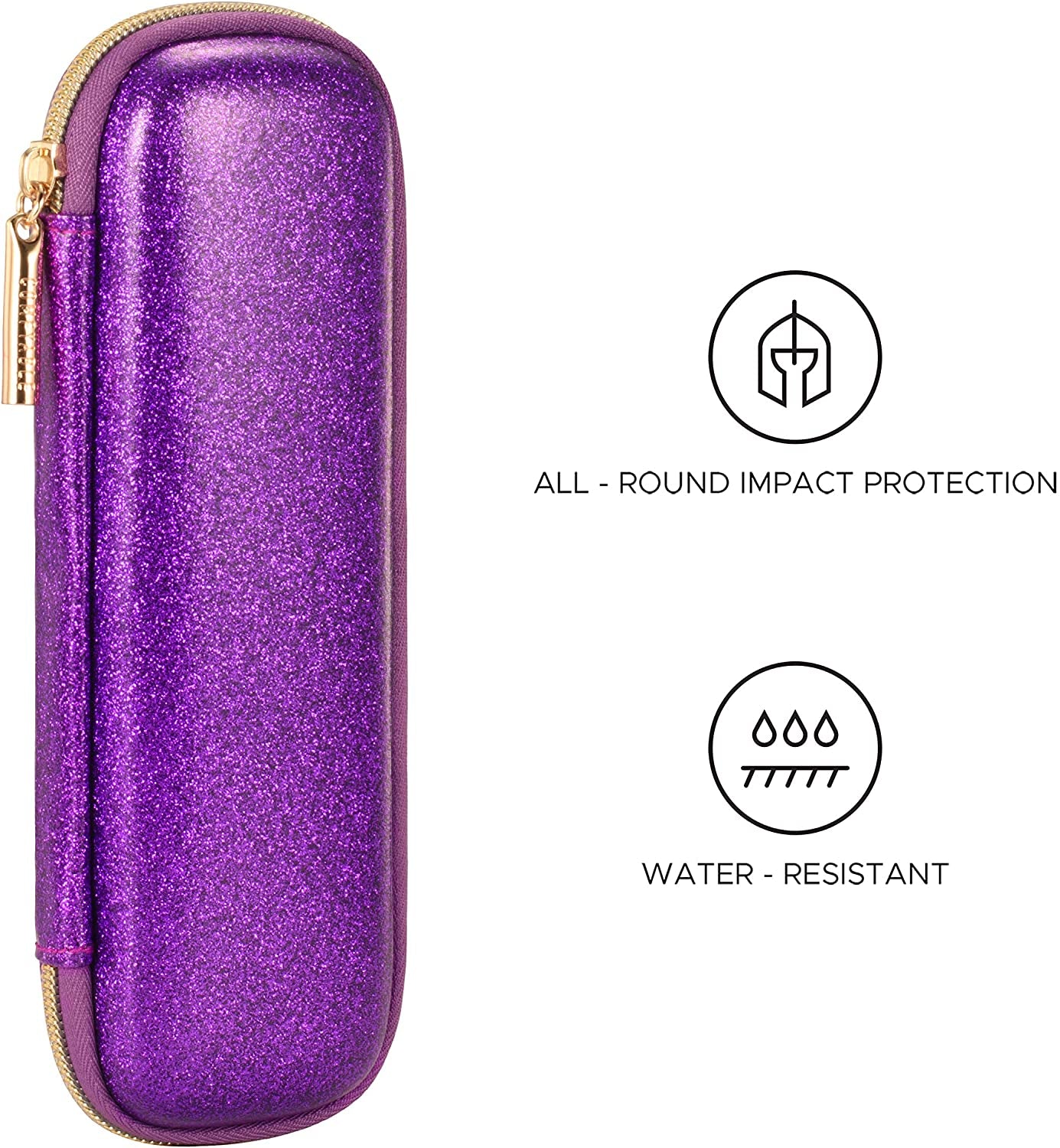 Comfyable Pencil Holder Pencil Case for Apple Pencil, Pen Accessories Elastic Strap Sleeve Protective Carrying Case for USB Cable Airpods with Mesh Pockets, Purple Glitter  Comfyable   