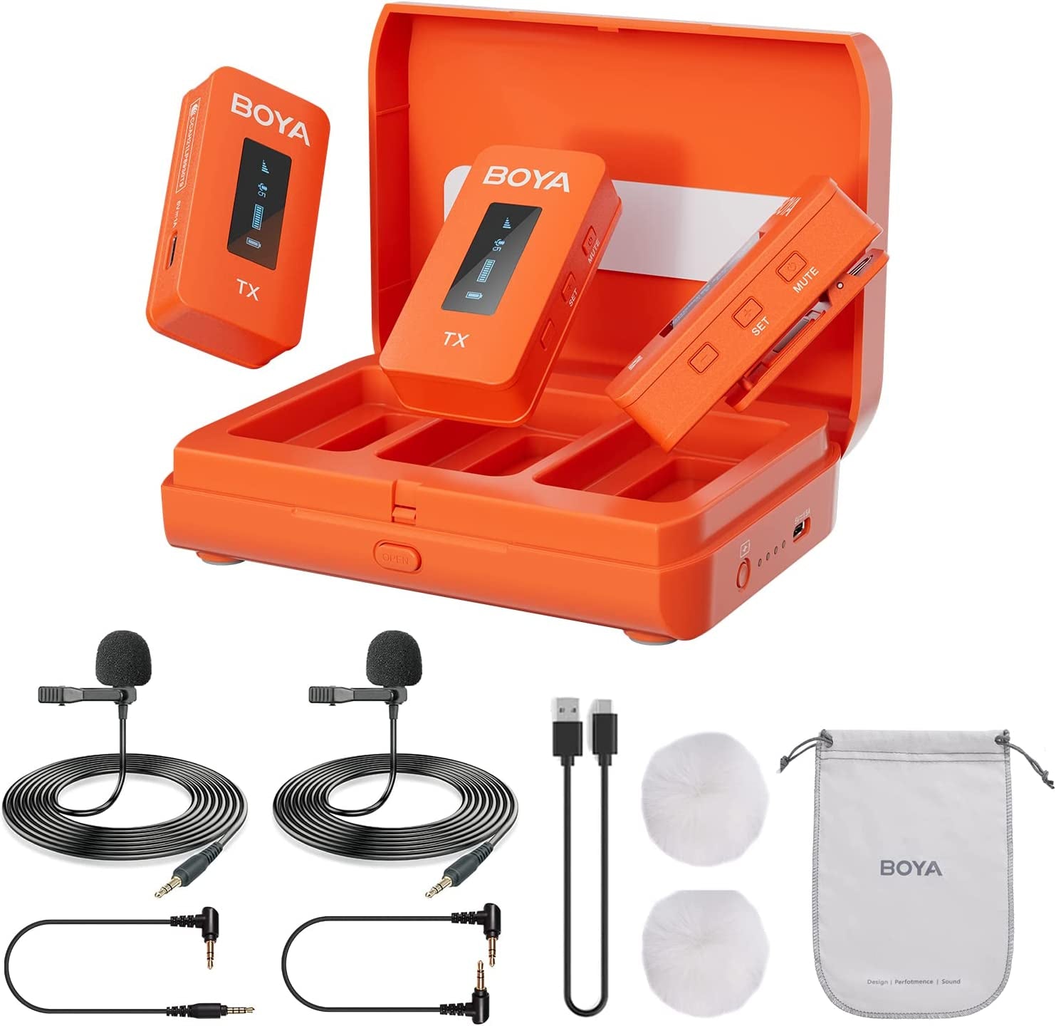 BOYA BY-XM6-S2 Wireless Lavalier Microphone 2.4Ghz Dual Channel Wireless Lapel Microphones for Cameras Phone DSLR Camcorder Mic for Video Recording Youtube Vlogging (2 Transmitters & 1 Receiver)  BOYA K2O  