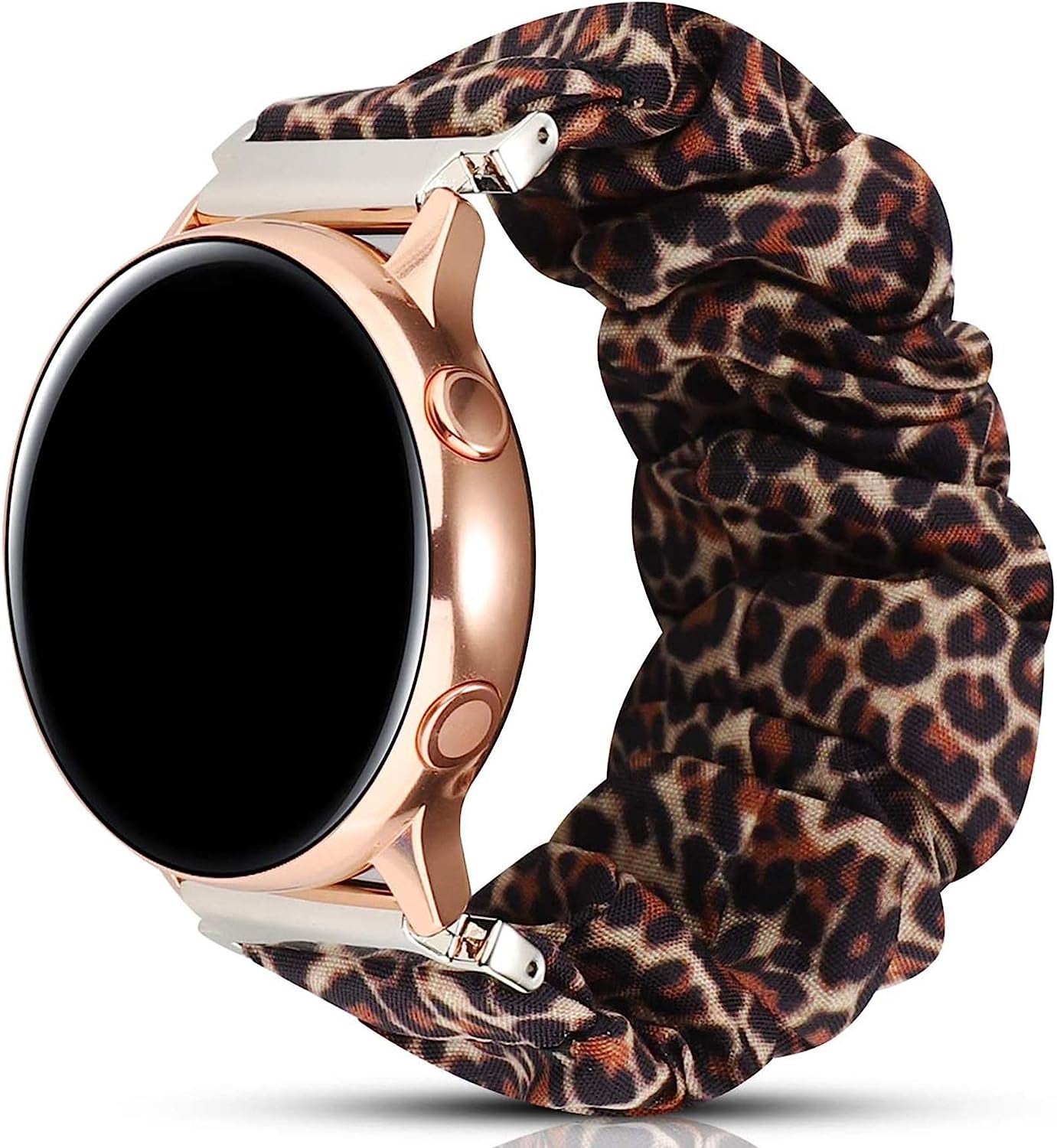 Fit for Garmin Venu Sq Bands Women, 20Mm Feminine Elastic Scrunchy Replacement Watch Band Straps Bracelet Wristband Fit for Garmin Vivoactive 3 Music, Galaxy Watch Active 2 (Black)  hengkang Brown  