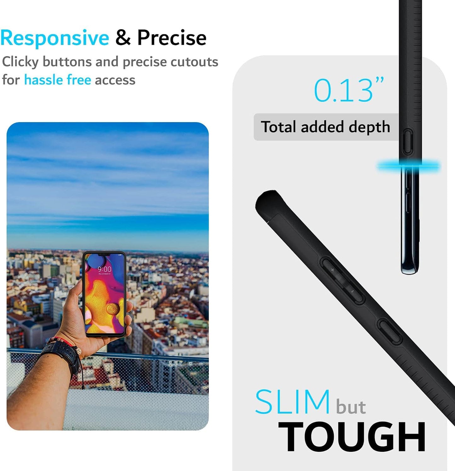 TUDIA Dualshield Designed for LG V40 Thinq Case, [Merge] Shockproof Military Grade Drop Protection Dual Layer Slim Protective Case Cover - Matte Black  TUDIA   