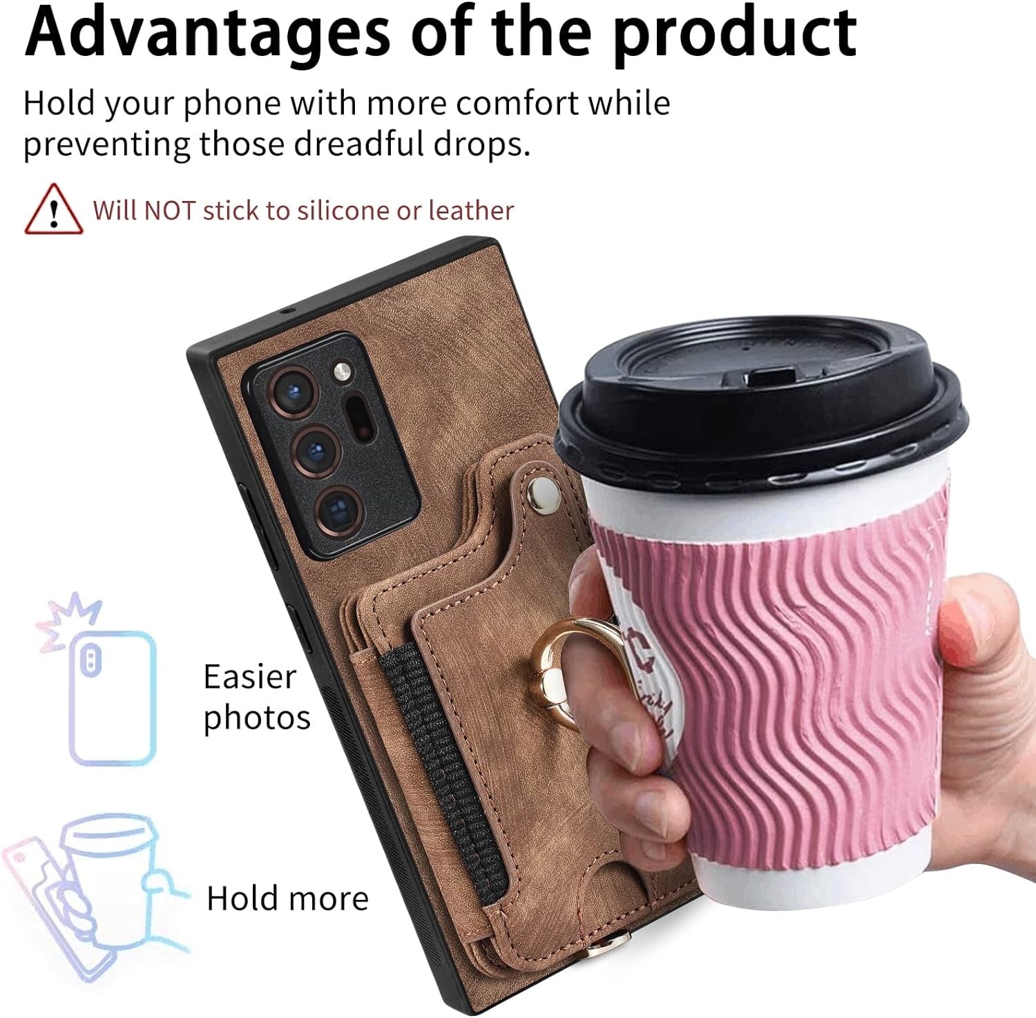 Phone Case for Samsung Galaxy Note 20 Ultra 5G Wallet Cover with Screen Protector and Wrist Strap RFID Card Holder Ring Stand Note20 plus Notes 20Ultra Note20+ U + 20+ Twenty Not S20 Women Men Brown  Asuwish   