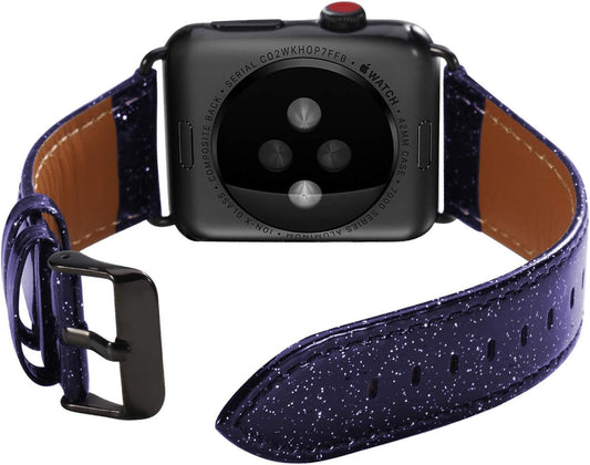 Aladrs Bling Leather Strap Compatible for Apple Watch Band 38Mm 40Mm 41Mm, Sparkly Glitter Wristband for Iwatch Series 8 7 (41Mm) Series 6 5 4 SE (40Mm) Series 3 2 1 (38Mm), Dark Purple  ALADRS   
