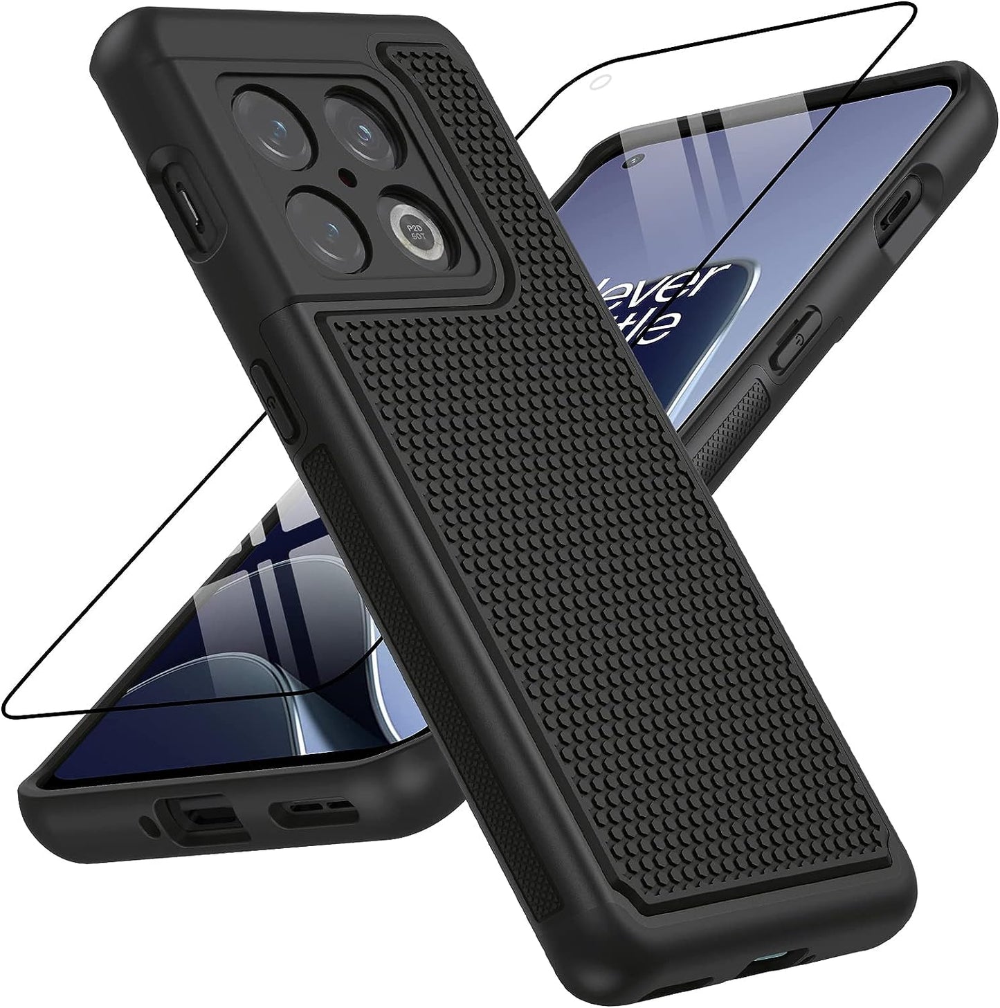 BNIUT for Oneplus 10 Pro Case Shockproof: Dual Layer Protective Heavy Duty Cell Phone Cover Rugged with Non Slip Textured Back - Military Protection Bumper Tough - 6.7Inch (Matte Black)  binghexin   