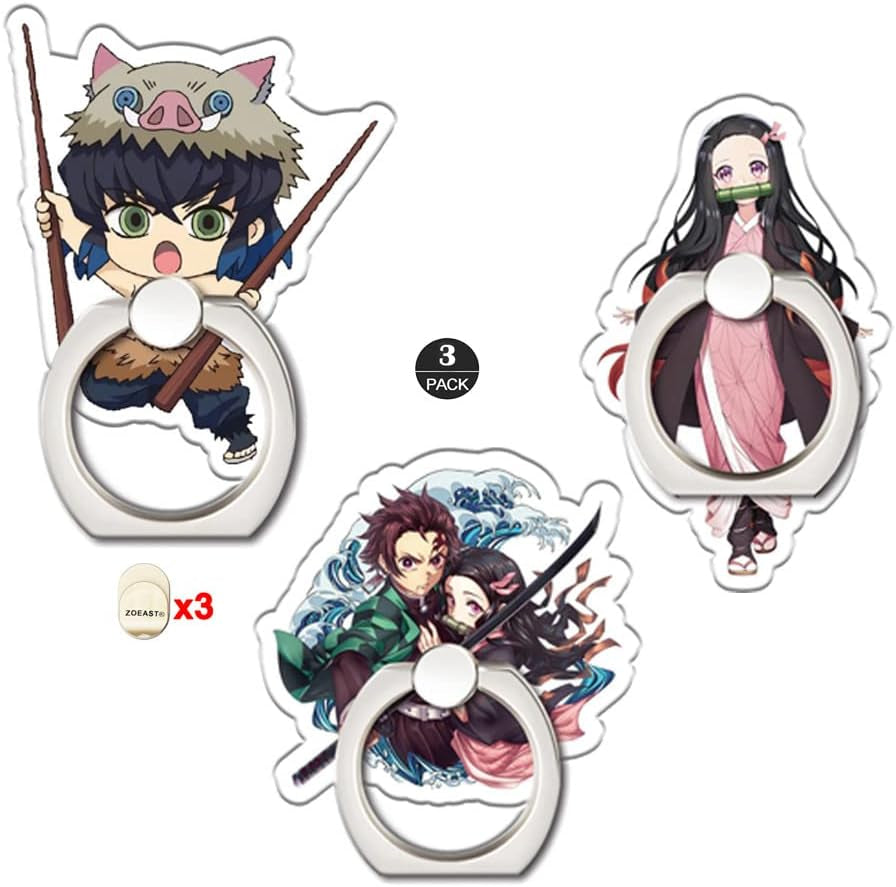 ZOSTLAND 3Pack Naughty Funny Blue Alien ET Handstand Stitch Phone Ring Universal 360°Adjustable Phone Case Finger Grip Stand Holder Desk Stent Mount Car Compatible with Iphone 13 12 11 MAX X plus Ipad  ZOEAST 3pcs Ghost Slayer  