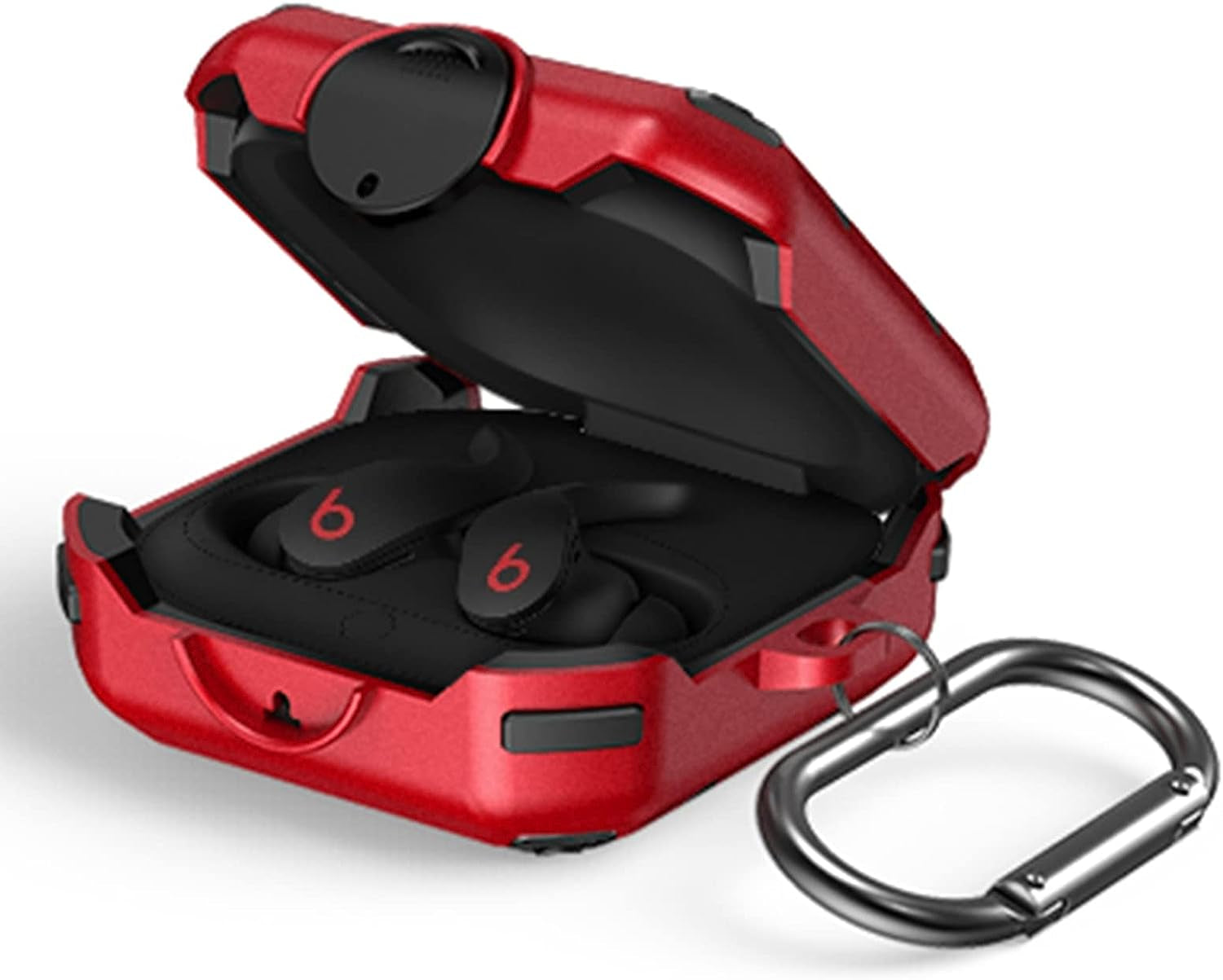 [Upgrade Secure Lock] Beats Fit Pro Case 2021, VAEKNVG Shock-Absorbing Protective Armor Cover for Beats Fit Pro Earbuds Accessories, TPU Hard Shell with Carabiner,Red  VAEKNVG   