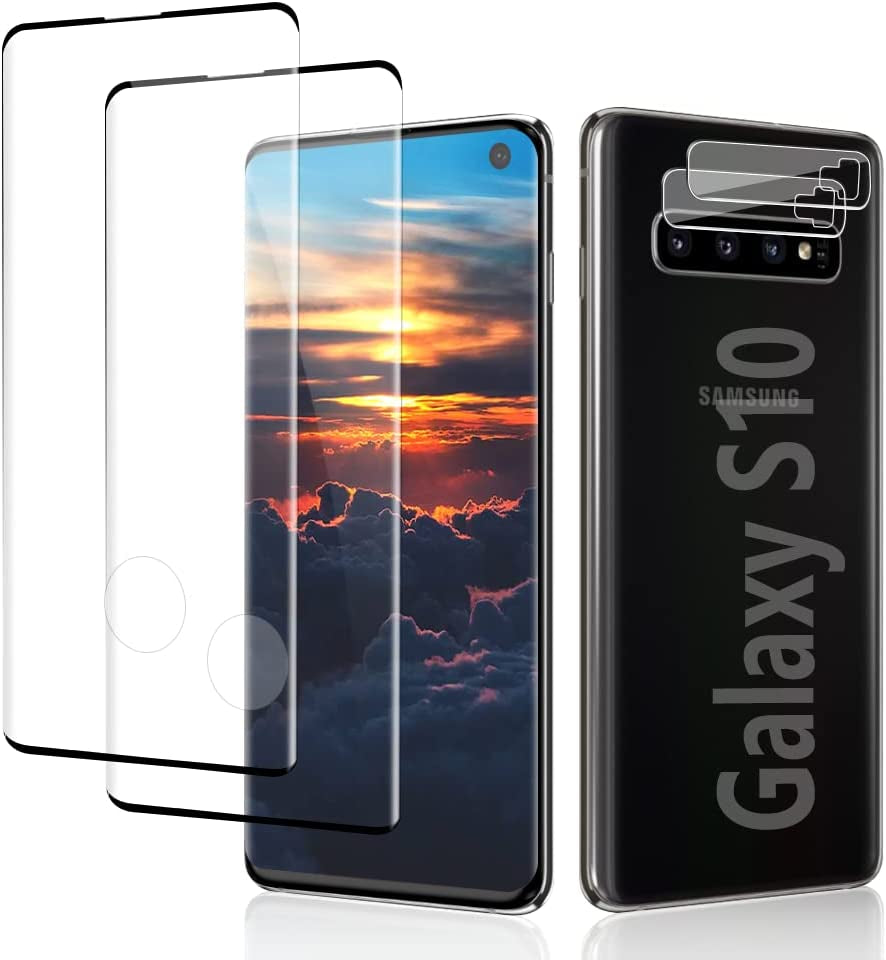 [2+2 Pack] Samsung S21 Ultra Screen Protector, 9H Tempered Glass Include 2 Pack Camera Lens Protector,Ultrasonic Fingerprint Support, 3D Curved, Bubble-Free Glass Screen Protector, for Samsung Galaxy S21 Ultra (6.8 Inch)  MAXVITAVELA S10 Screen Protector  