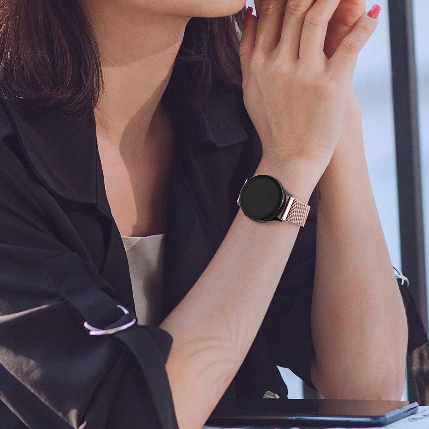 YILED Metal Bands for Samsung Galaxy Watch Active 2 40Mm 44Mm / Galaxy Watch Active, 20Mm Stainless Steel Mesh Watch Strap for Galaxy Watch 3 41Mm / Galaxy Watch 42Mm  YILED   