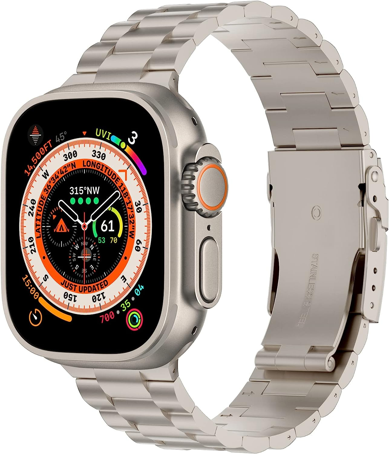 Wolait Titanium Band Compatible with Apple Watch Ultra Band 49Mm 45Mm 44Mm 42Mm, Genuine Titanium Iwatch Band with Double Button Clasp for Women Men  Wolait   