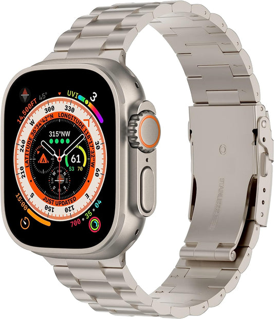 Wolait Titanium Band Compatible with Apple Watch Ultra Band 49Mm 45Mm 44Mm 42Mm, Genuine Titanium Iwatch Band with Double Button Clasp for Women Men  Wolait   