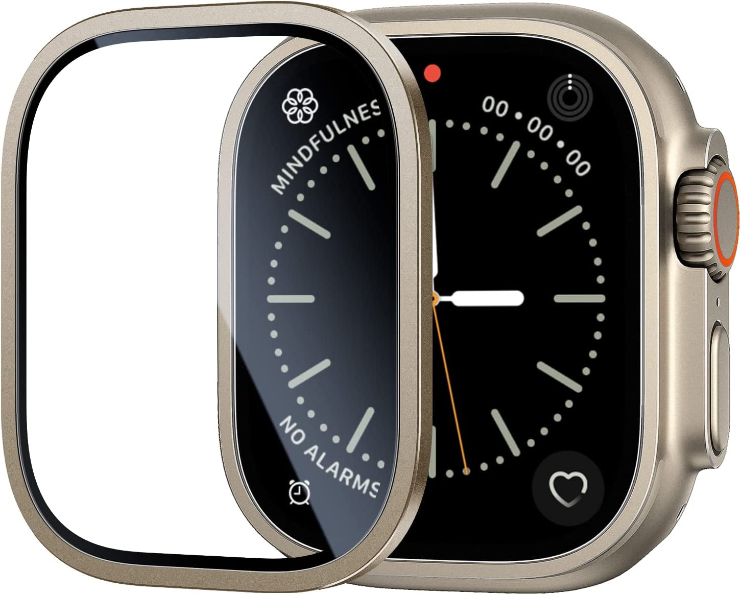 BAZO for Apple Watch Ultra Screen Protector 49Mm, Titanium Alloy Frame with 9H Tempered Glass Ultra-Thin Anti-Scratch High Definition Bubble Free Lightweight Protective Glass Film for Iwatch Ultra, Original  BAZO Golden Apple Watch Ultra 