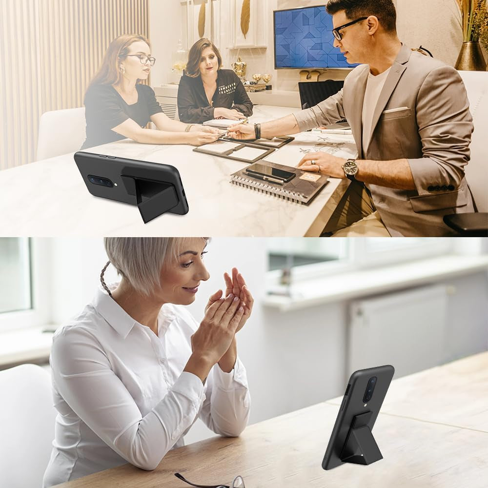 Case for Oneplus 8 2020 Phone Case, Stand Case with Tempered Glass Screen Protector Hidden Folding Kickstand Shockproof Protective Cover Silicone TPU Phone Case for Oneplus 8 - Black  Sitikai   