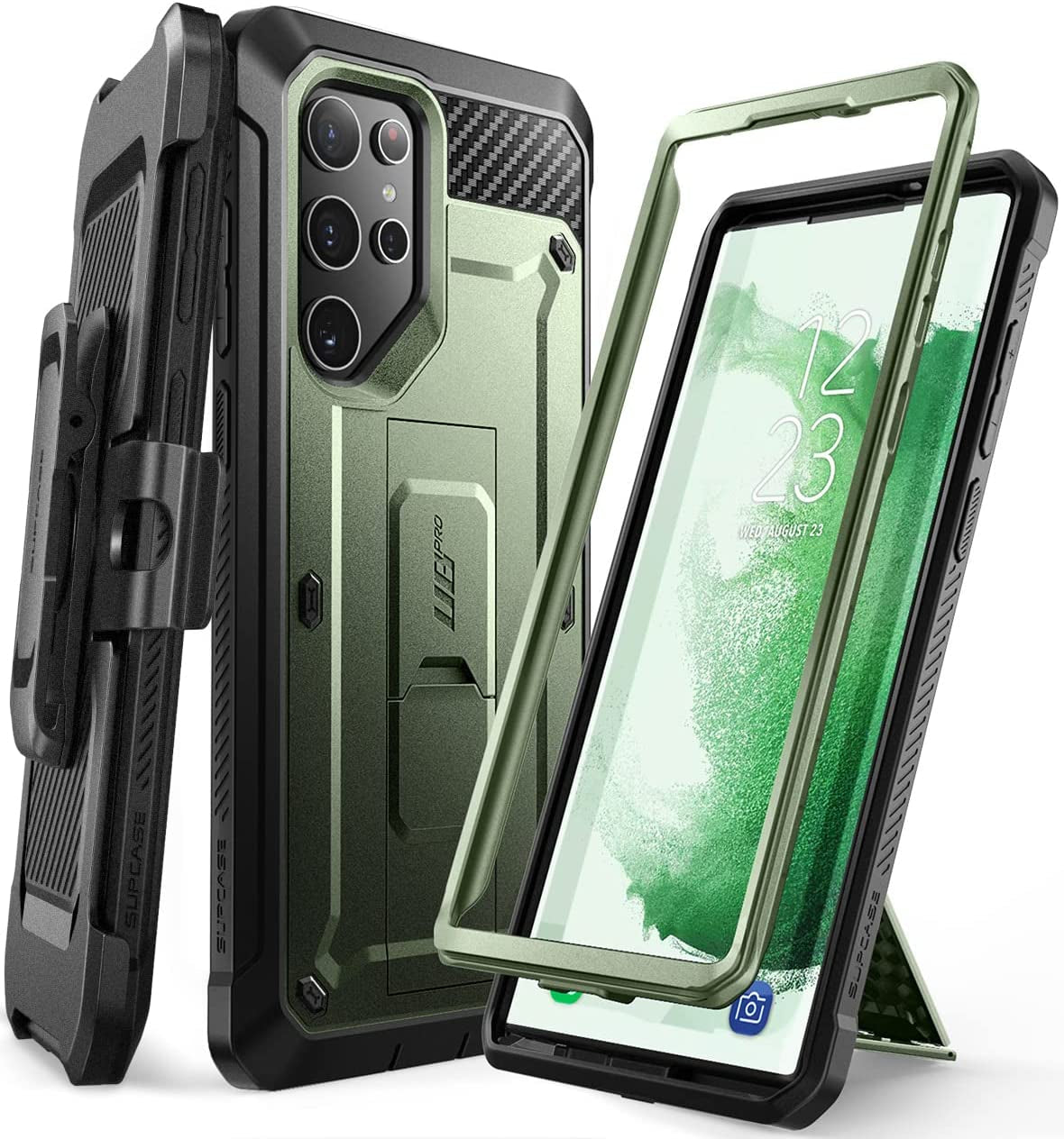 SUPCASE Unicorn Beetle Pro Series Case for Samsung Galaxy S22 Ultra 5G (2022 Release), Full-Body Dual Layer Rugged Belt-Clip & Kickstand Case without Built-In Screen Protector (Peacock)  SUPCASE Green  