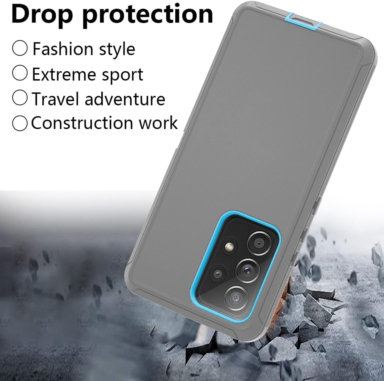 Case for Galaxy A53 5G,Samsung A53 Heavy Duty Case[ with Clip][Shockproof] [Dropproof] [Dust-Proof], Case for Samsung Galaxy A53(Gray/Skyblue)  muitq   