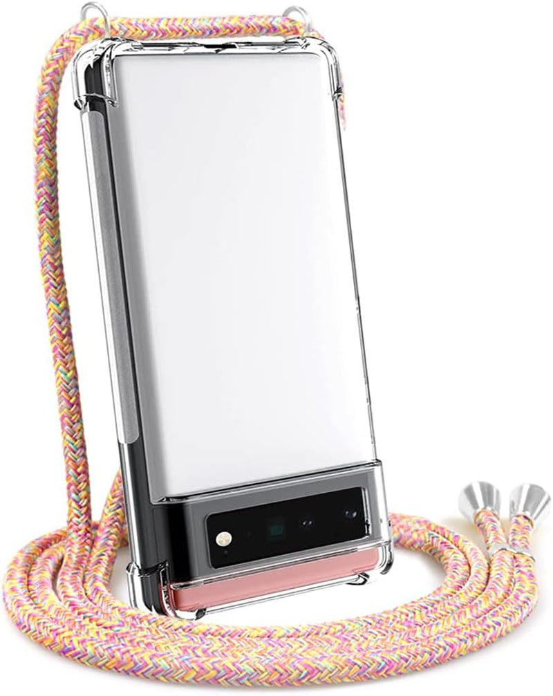 YESPURE Crossbody Case for Google Pixel 6 Pro 6.71Inch,Clear Transparent TPU Soft Phone Cover for Google Pixel 6 Pro with Neck Cord Lanyard Strap-Clear - Beige  YESPURE Rainbow  