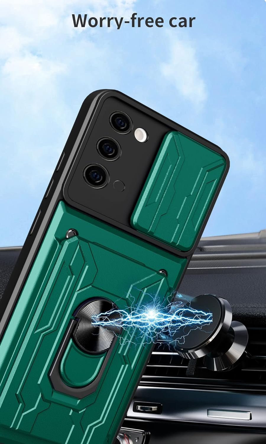 Ccsmall Case for Samsung Galaxy Note 20 5G with Card Holder, Heavy Duty Protection Phone Case with Magnetic Ring Kickstand Slide Camera Cover for Samsung Galaxy Note 20 4G/5G LJK White  CCSmall   