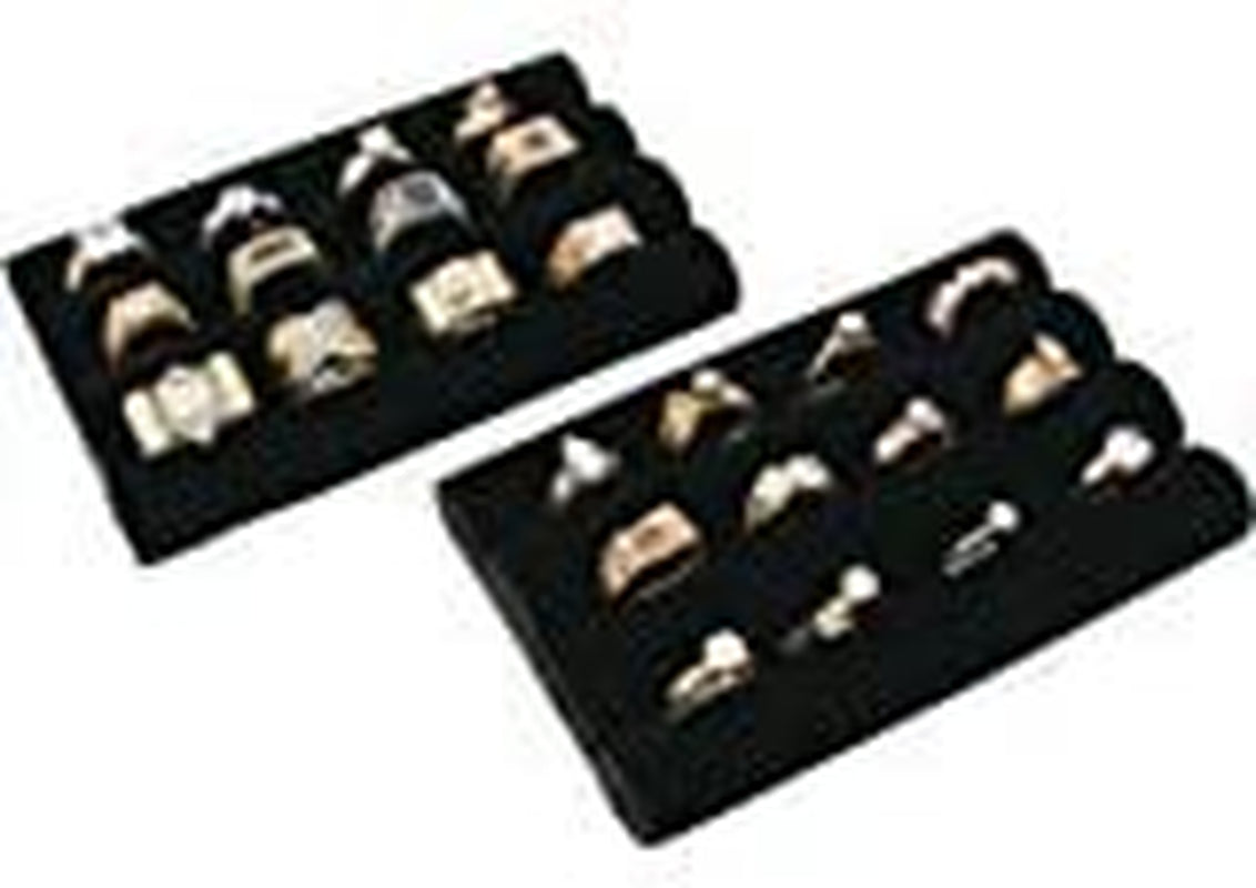 Adorox 2 Sets of Finger Black Velvet Ring Trays Accessory Foam Pads Showcase Counter Top Display Jewelry Holder 5.5'' Holiday Gift Christmas  ADOROX   