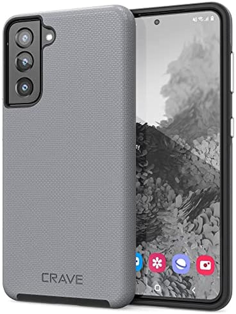 Crave Dual Guard for Galaxy S21 Case, Shockproof Protection Dual Layer Case for Samsung Galaxy S21, S21 5G (6.2 Inch) - Berry  Crave Slate  