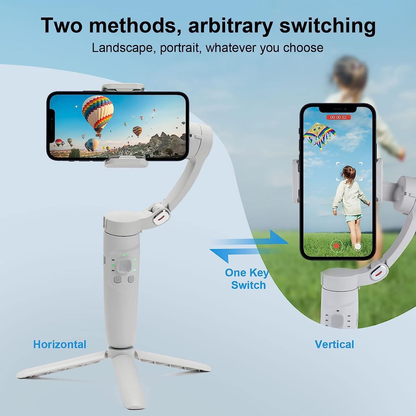 Mobile Gimbal 360 Rotation Stabilizer Handheld Selfie Tripod anti Shake Video, Android and Iphone Gimbal with Shotguides, Vlogging Stabilizer, Youtube Tiktok Video  Generic   