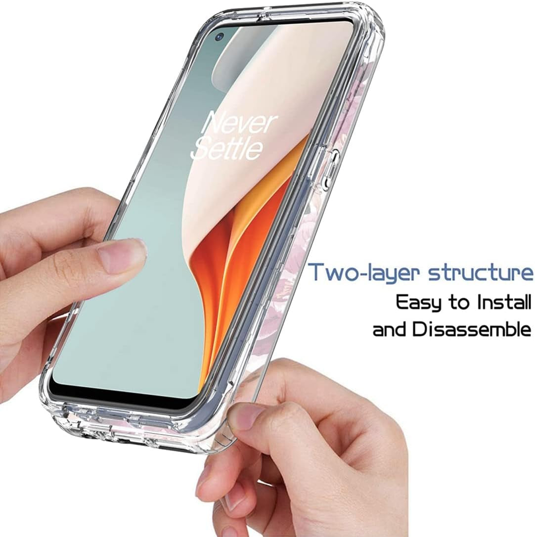 Bohefo Case for Oneplus Nord N100 Case, BE2013 Case with Tempered Glass Screen Protector, Full Body Cute Floral Bumper Shockproof Protective Phone Case Cover for Oneplus Nord N100 (Purple Flower)  Bohefo   