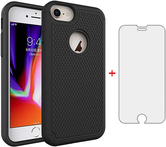 Phone Case for LG G6 with Tempered Glass Screen Protector Cover and Cell Accessories Slim Hard Hybrid Rugged Heavy Duty Silicone LGG6 Thinq LG6 Thin Q G 6 plus G6+ 6G VS988 H872 Cases Women Men Black  NSS   