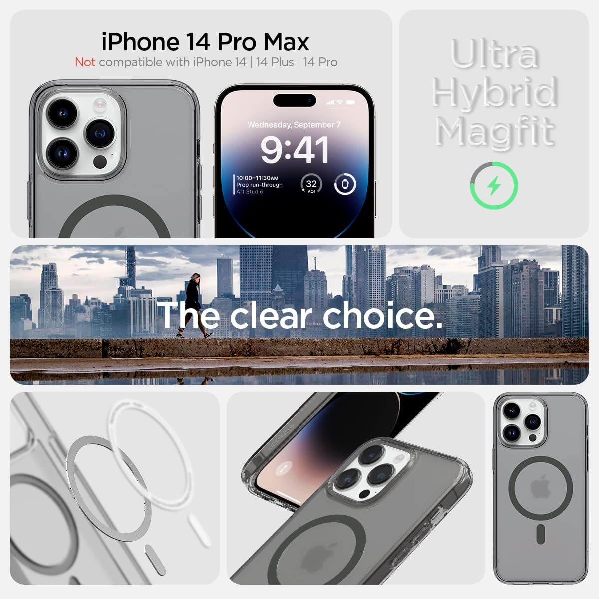 Spigen Ultra Hybrid (Magfit) [Anti-Yellowing Technology] Designed for Iphone 14 Pro Max Case (2022) - Frost Black  Spigen   