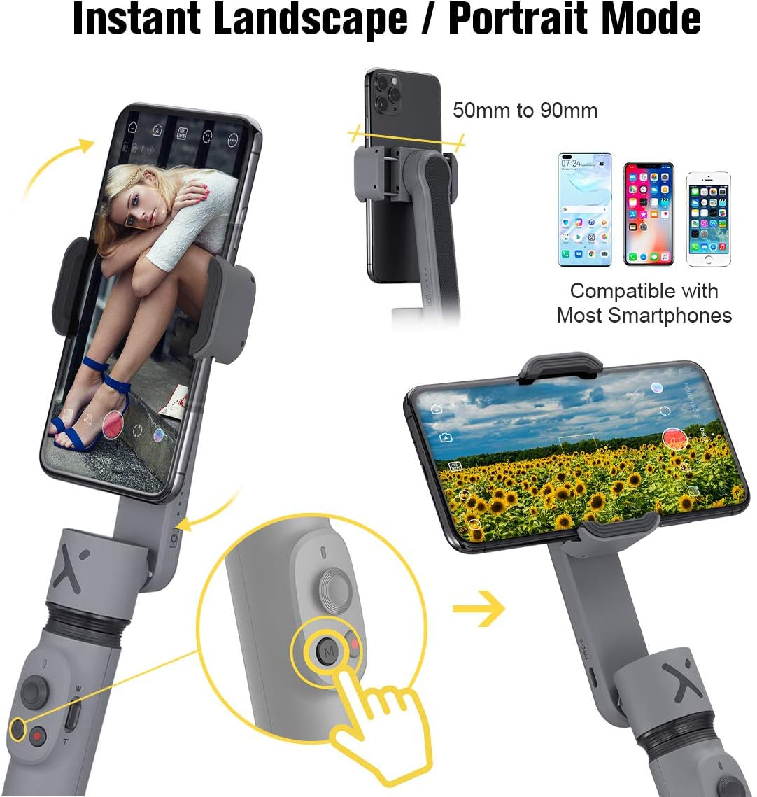 Zhiyun Smooth-Q 3-Axis Handheld Gimbal Stabilizer for Smartphone up to 220G or 6 Inches I.E. Iphone 7 Plus, Samsung S7, Huawei Mate  Zhiyun   