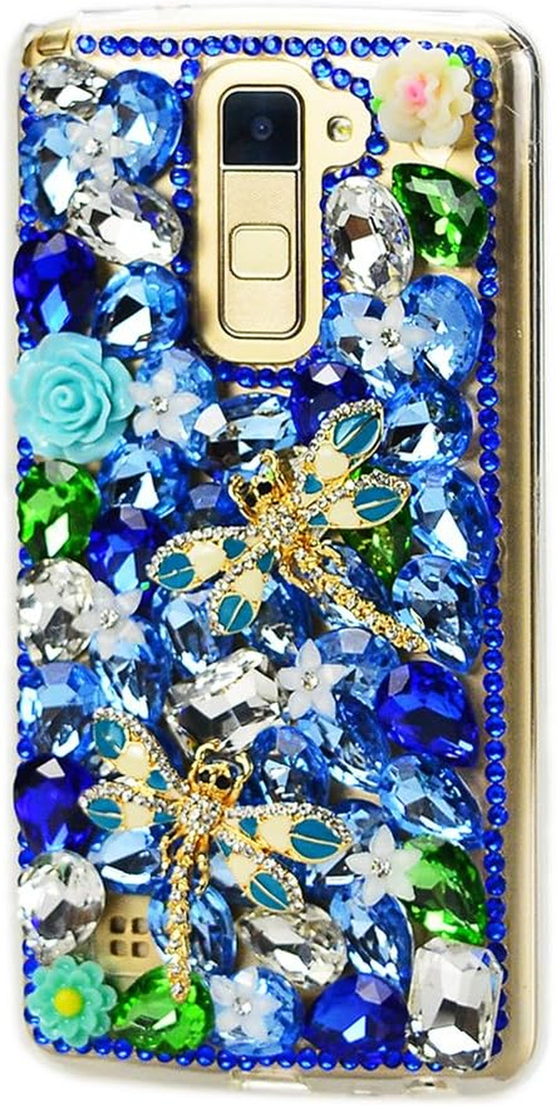 STENES LG G6 / LG G6 plus Case - Luxurious Series 3D Handmade Sparkly Crystal Bling Cover Hybrid Drop Bumper Protection Case with Retro Bows anti Dust Plug - Butterfly Rose Flowers/Yellow  STENES Dragonfly Rose Flowers / Blue  