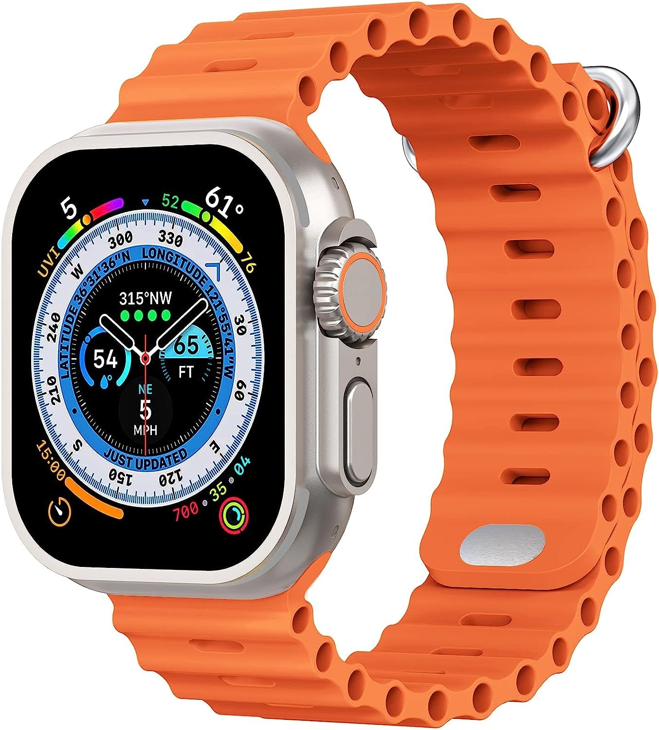 H&S Ocean Band for Apple Watch Band 44Mm 38Mm 45Mm 40Mm 49Mm 41Mm 42Mm,For Apple Watch Series 7/8,Adjustable Loop with Metal Buckle Sport Strap for Apple Watch Ultra/Se/Series 6/5/4/3/2/1  Tnsusop Orange 42mm 44mm 45mm 49mm 