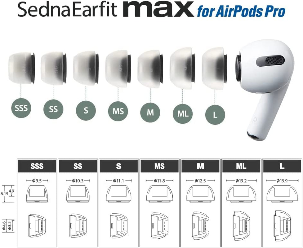 AZLA Sednaearfit MAX for Airpods Pro 2Nd & 1St Gen / (2 Pairs) Size MS  AZLA Inc.   