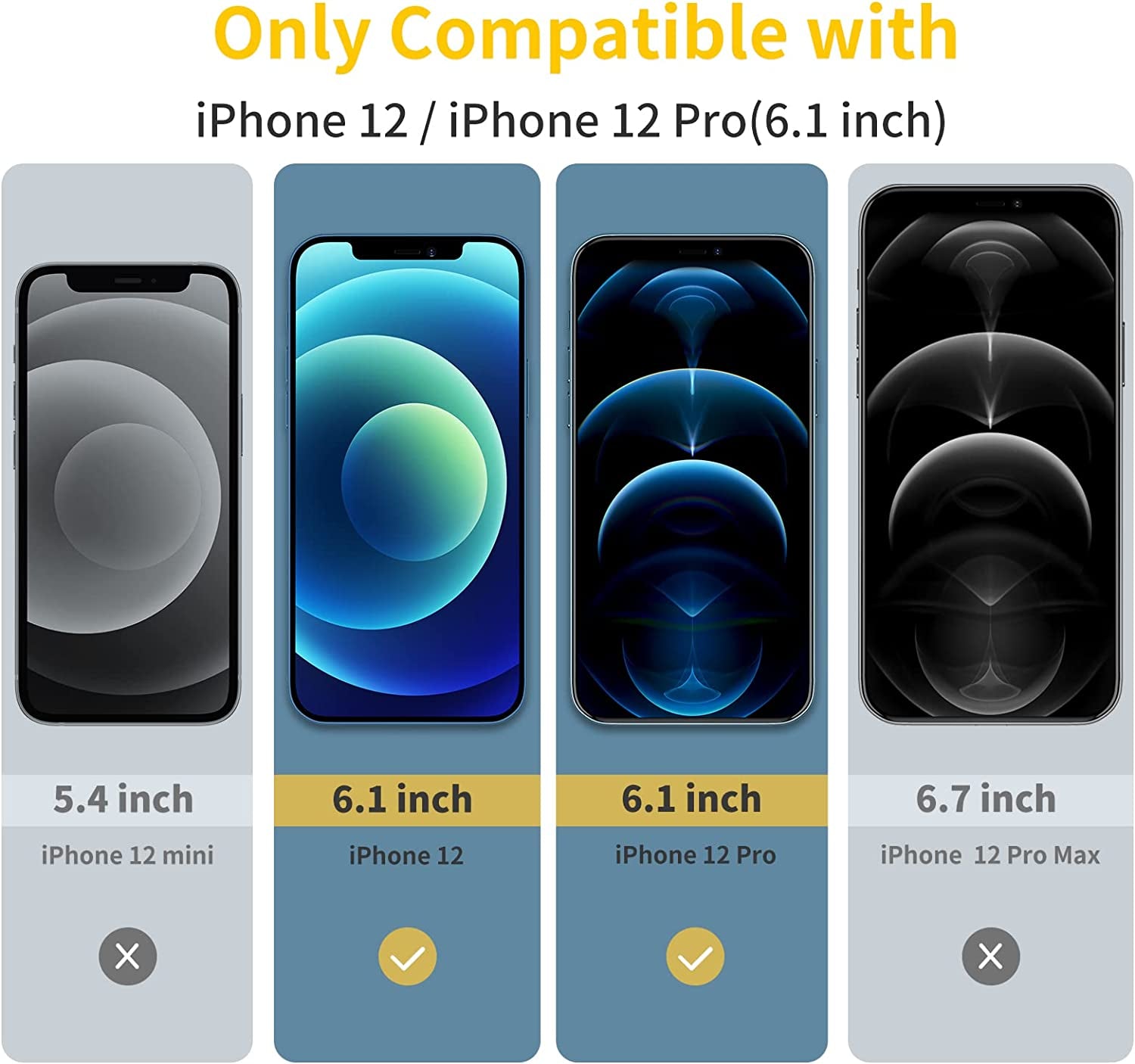 Unbreakcable 3-Pack Screen Protector for Iphone 12 / Iphone 12 Pro, Double Shatterproof Tempered Glass [Easy Installation] [9H Hardness] [99.99% HD Clear] [Case Friendly] for Iphone 6.1 Inch  UNBREAKcable   