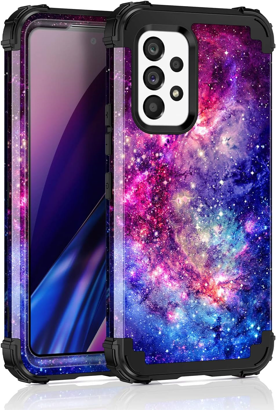 Miqala for Galaxy A53 5G Case,Glow in the Dark Three Layer Shockproof Hard Plastic+Silicone Rubber Protective Case for Samsung Galaxy A53 5G,Blue Sky  Miqala Red/Blue  