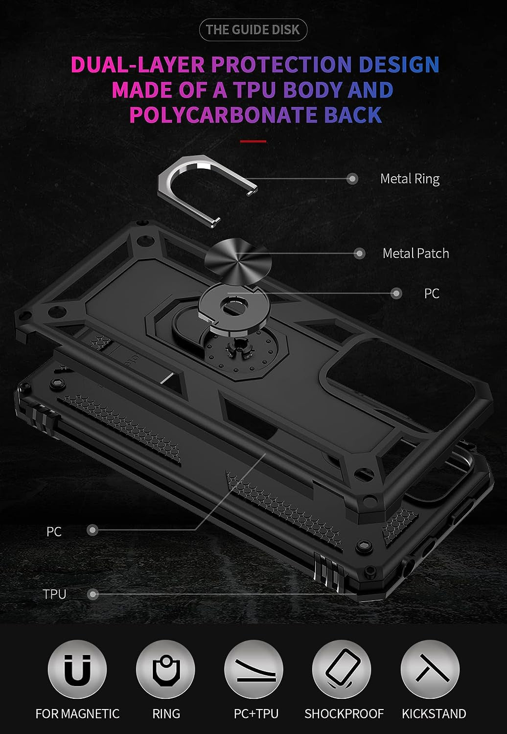 Bozyoodt for Xiaomi Redmi Note 11 Pro plus Case with Screen Protector,Kickstand Heavy Duty Protection Dual Layer Shockproof Military Protective Cover Phone Case for Redmi Note 11 Pro plus (Black)  Bozyoodt   