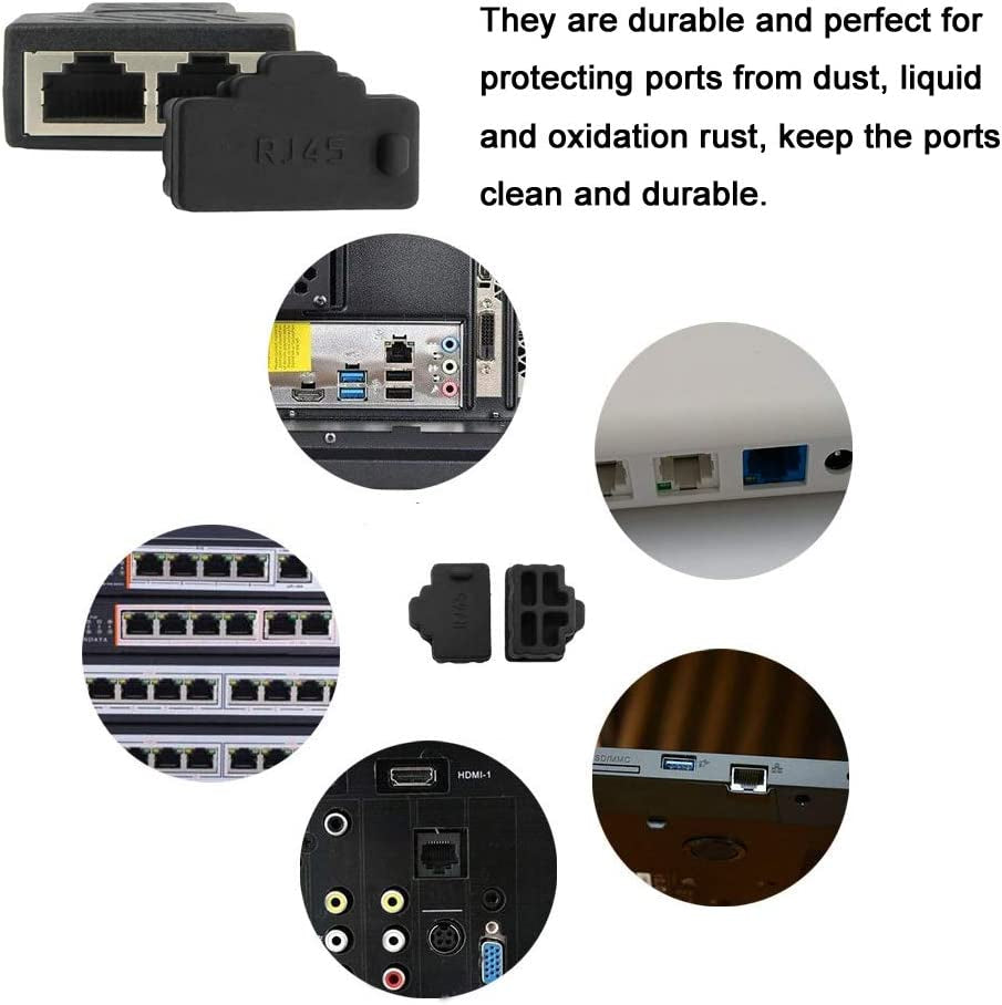 Silicone 12Pcs Ethernet Hub Port RJ45 Anti-Dust Cover Plugs Protector Stopper Cap for Female Port Black for Tv,Computer,Other Devices.  LampVPath   