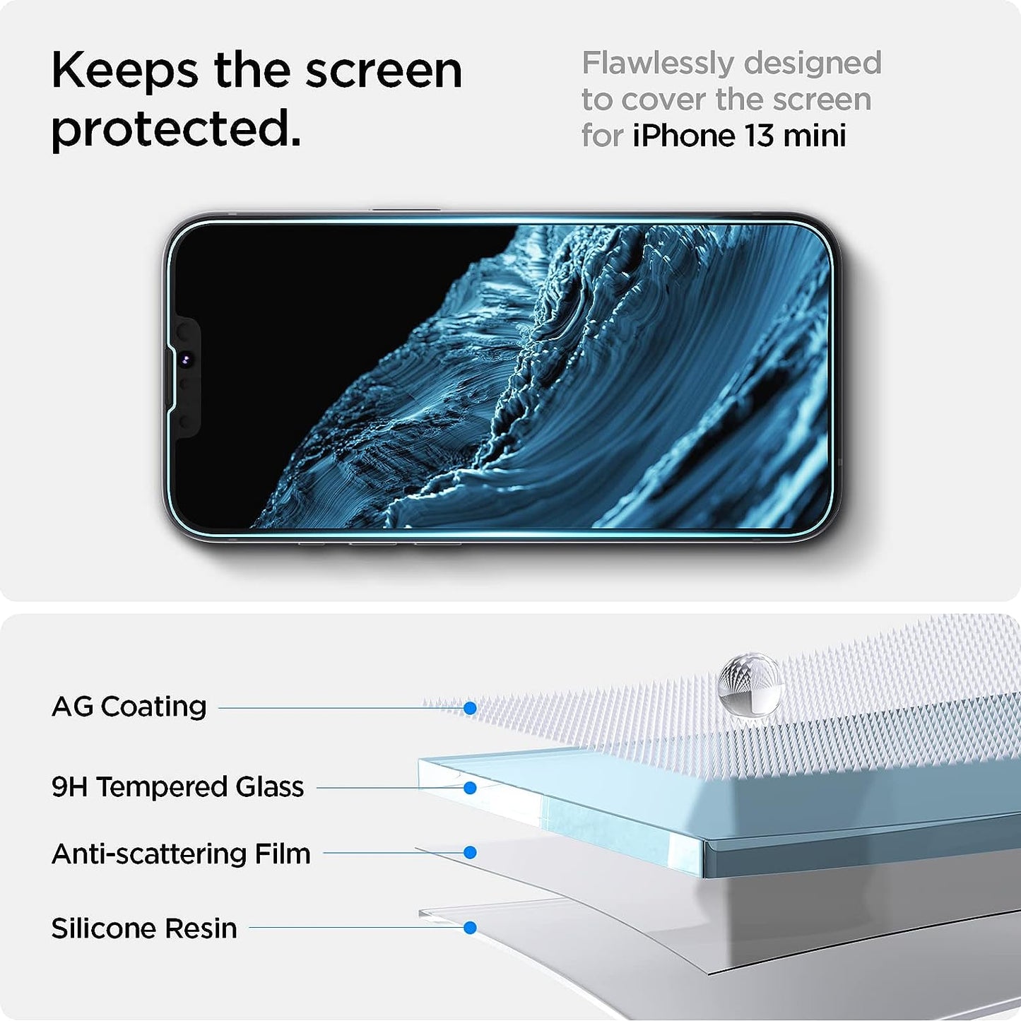 Spigen Tempered Glass Screen Protector [Glastr EZ FIT] Designed for Iphone 13 Mini - Sensor Protection / 2 Pack  Spigen   