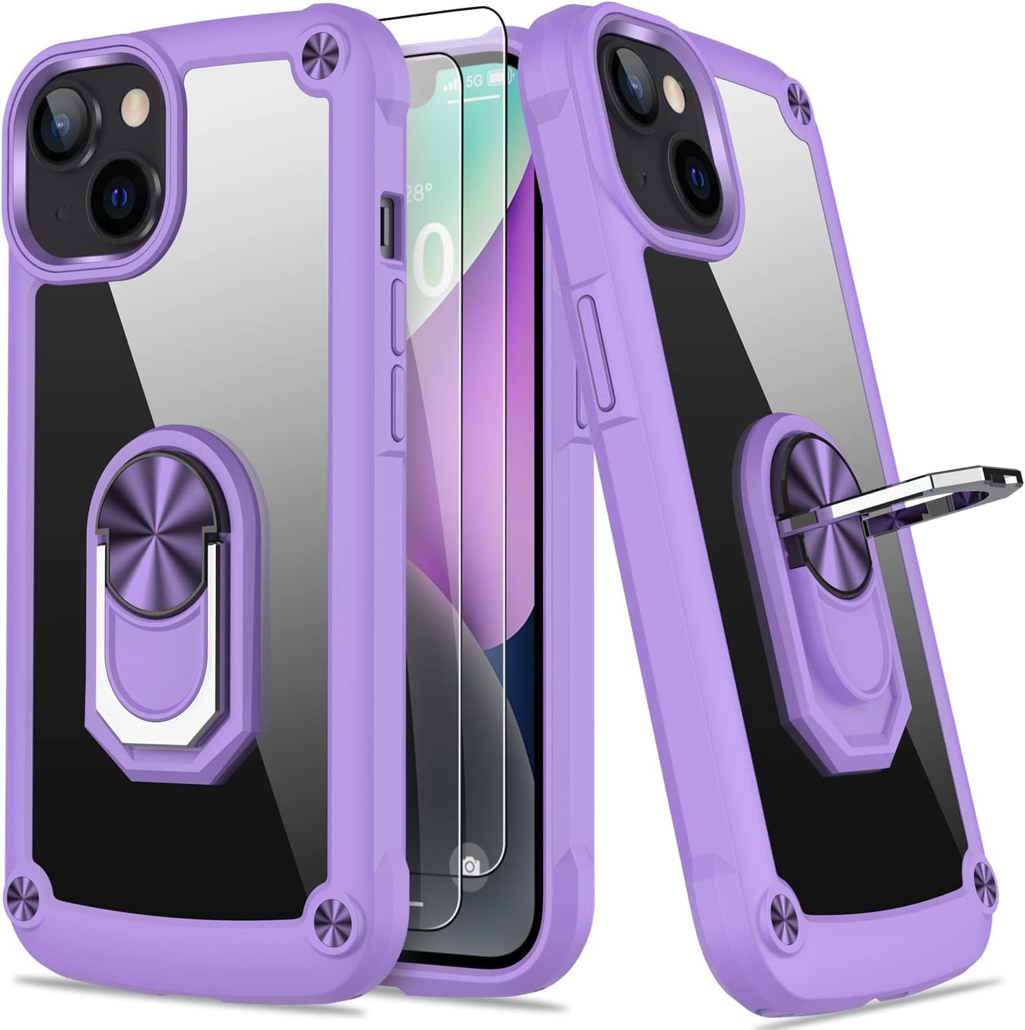 AUPAI Iphone 14 plus Case with Screen Protector,Iphone 14 plus Cover Crystal Clear Anti-Yellow Heavy Duty Acrylic Protective Phone Case with Magnetic Kickstand for Apple Iphone 14 Plus,Green  AUPAI   