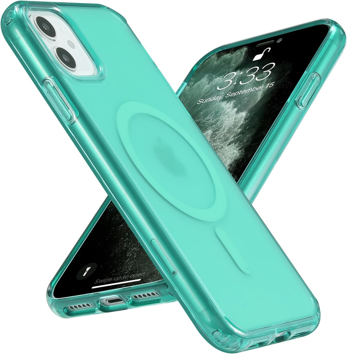 Yriklso for Iphone 11 Magnetic Case, Built in Magnets Compatible with Magsafe, Translucent Matte Hard PC Back Cover + Soft TPU Frame Slim Bumper Case for Iphone 11 （6.1"）,Black  Yriklso Translucent Green  