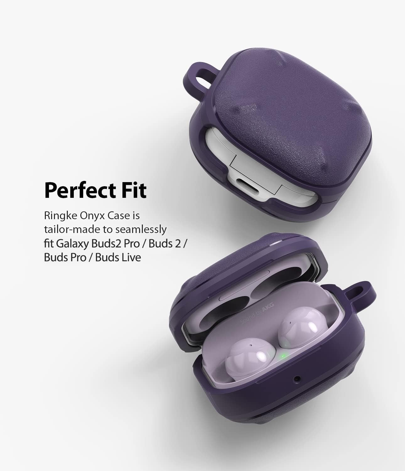 Ringke Onyx [Anti-Fingerprint Technology] Compatible with Samsung Galaxy Buds 2 Pro Case, Galaxy Buds 2, Galaxy Buds Pro, and Galaxy Buds Live, Rugged Shockproof Cover for Galaxy Buds2 Pro - Purple  Rearth   