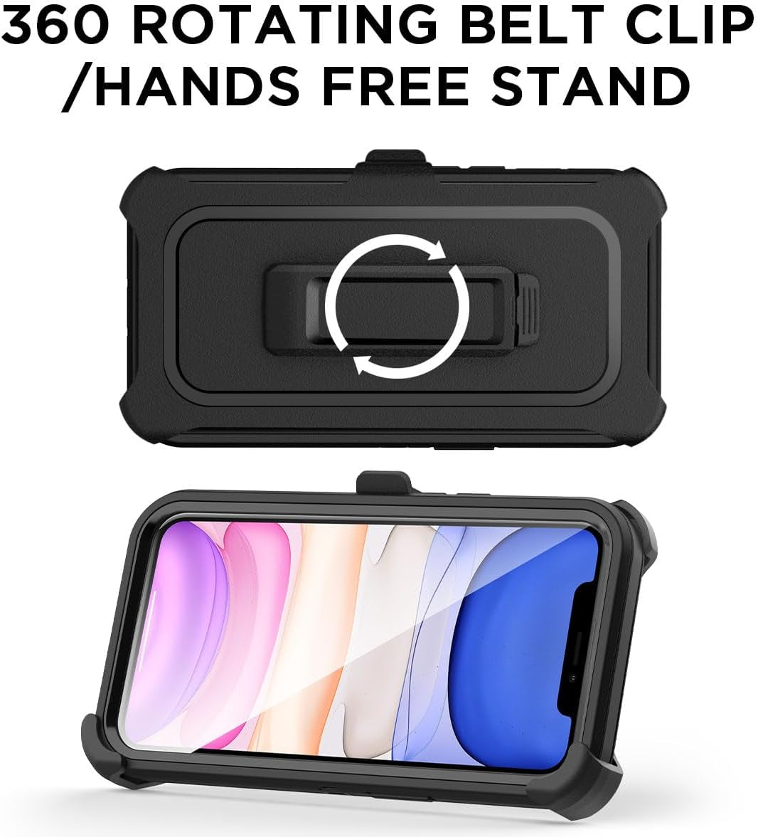 Aicase for Iphone 11 Case with Belt-Clip Holster, Heavy Duty Drop Protection Rugged Shockproof/Drop/Dust Proof 3-Layer Protective Durable Indestructible Phone Cover for Iphone 11, Black  AICase   