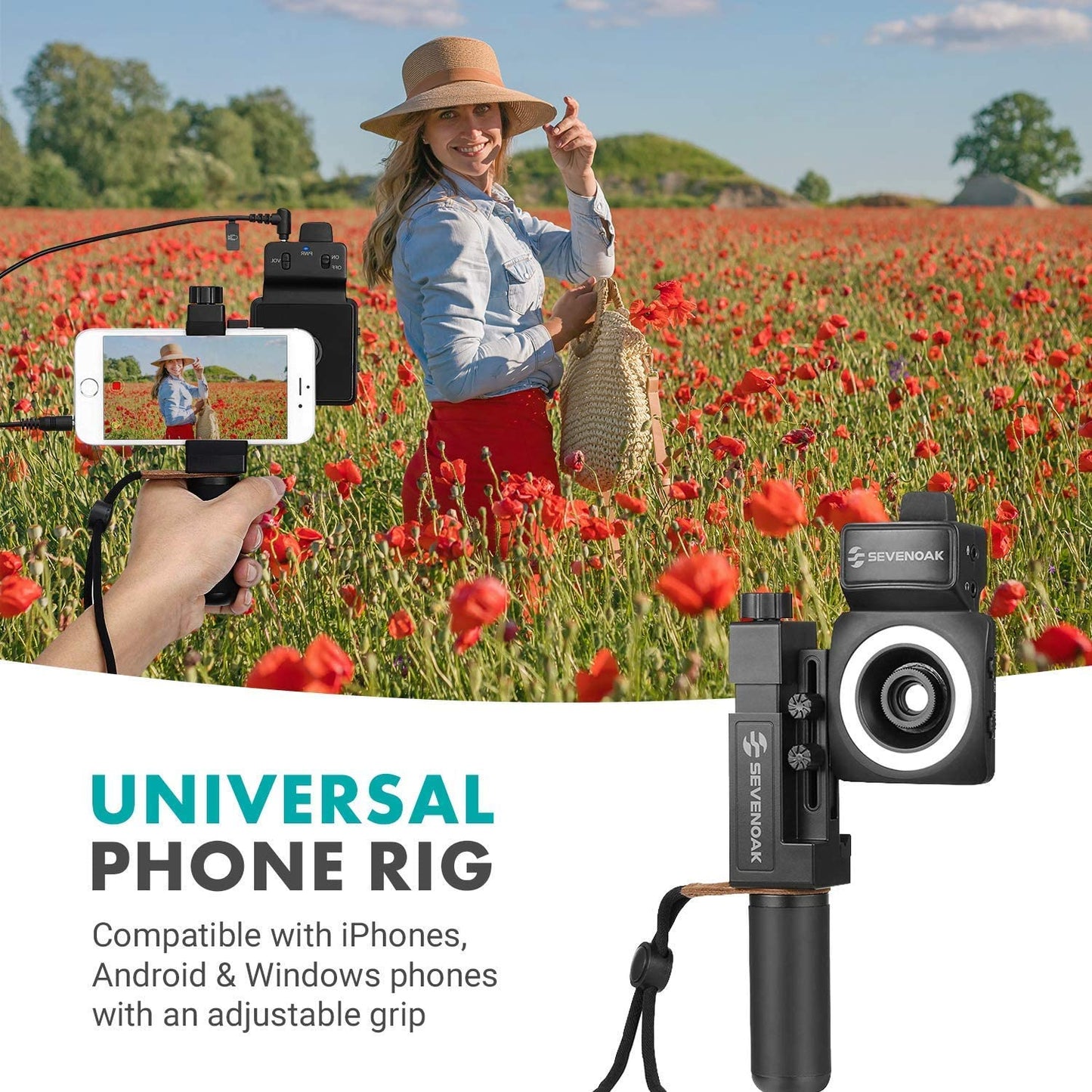 Movo Smartcine W1 - Wireless Smartphone Video Kit with Phone Rig, Wireless Lavalier Microphone System, LED Light, Wide, Tele and Fisheye Lenses for Iphone/Android Phones - Great Youtube, TIK Tok Kit  Movo   