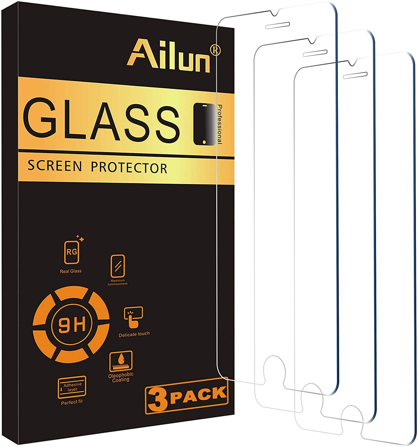 Ailun 0.33Mm Screen Protector Compatible for Iphone 8,7,6S,6, 4.7-Inch, 3 Pack 2.5D Edge Tempered Glass,Case Friendly  AILUN   