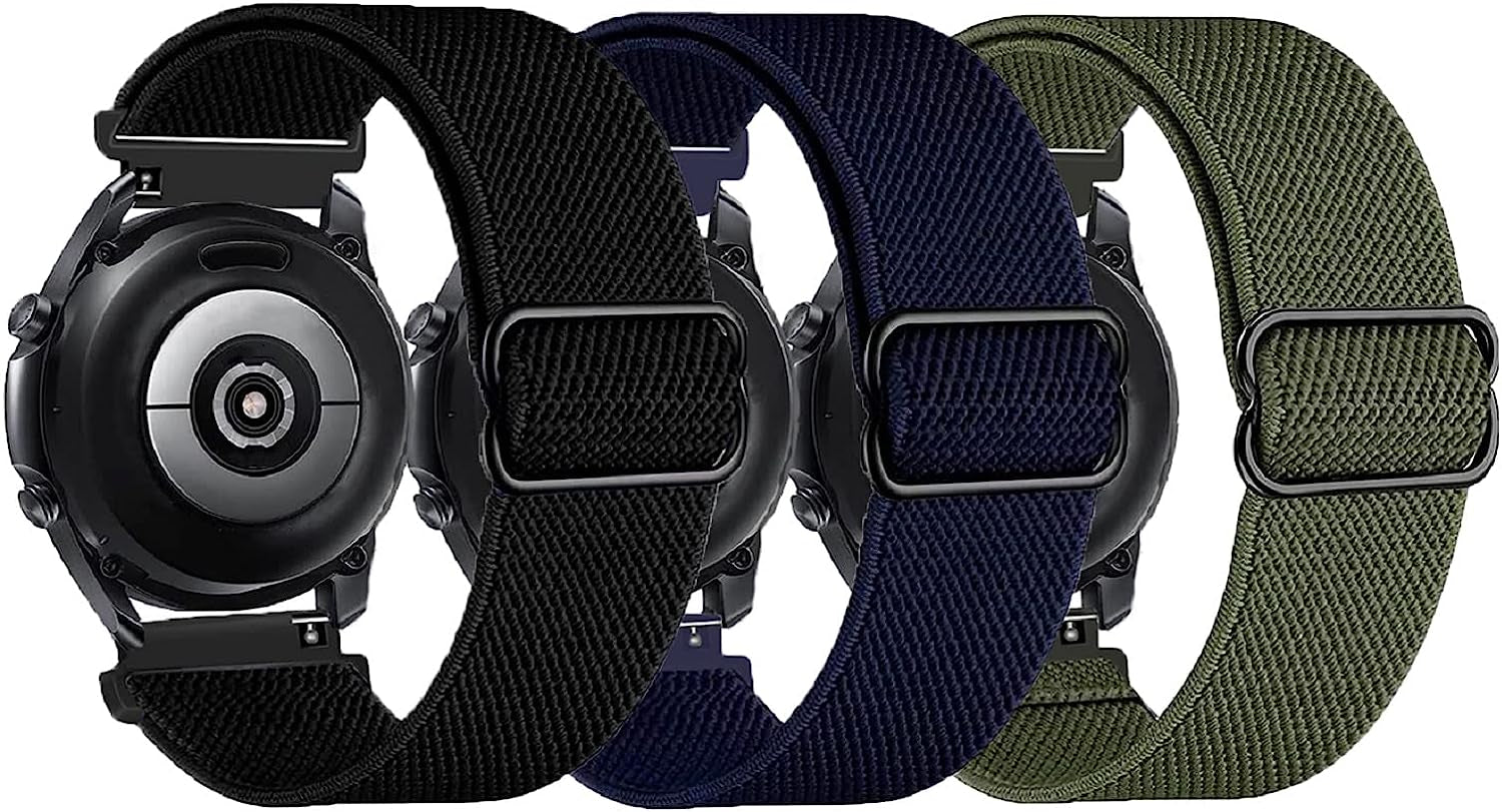 AHXLL 22Mm Watch Bands Compatible with Samsung Galaxy Watch 3 45Mm Band/Galaxy Watch 46Mm/ Gear S3 Frontier, Sport Loop Stretchy Nylon Wristband for Men Women, 5 Packs  AHXLL Black+ Army Green+ Blue  