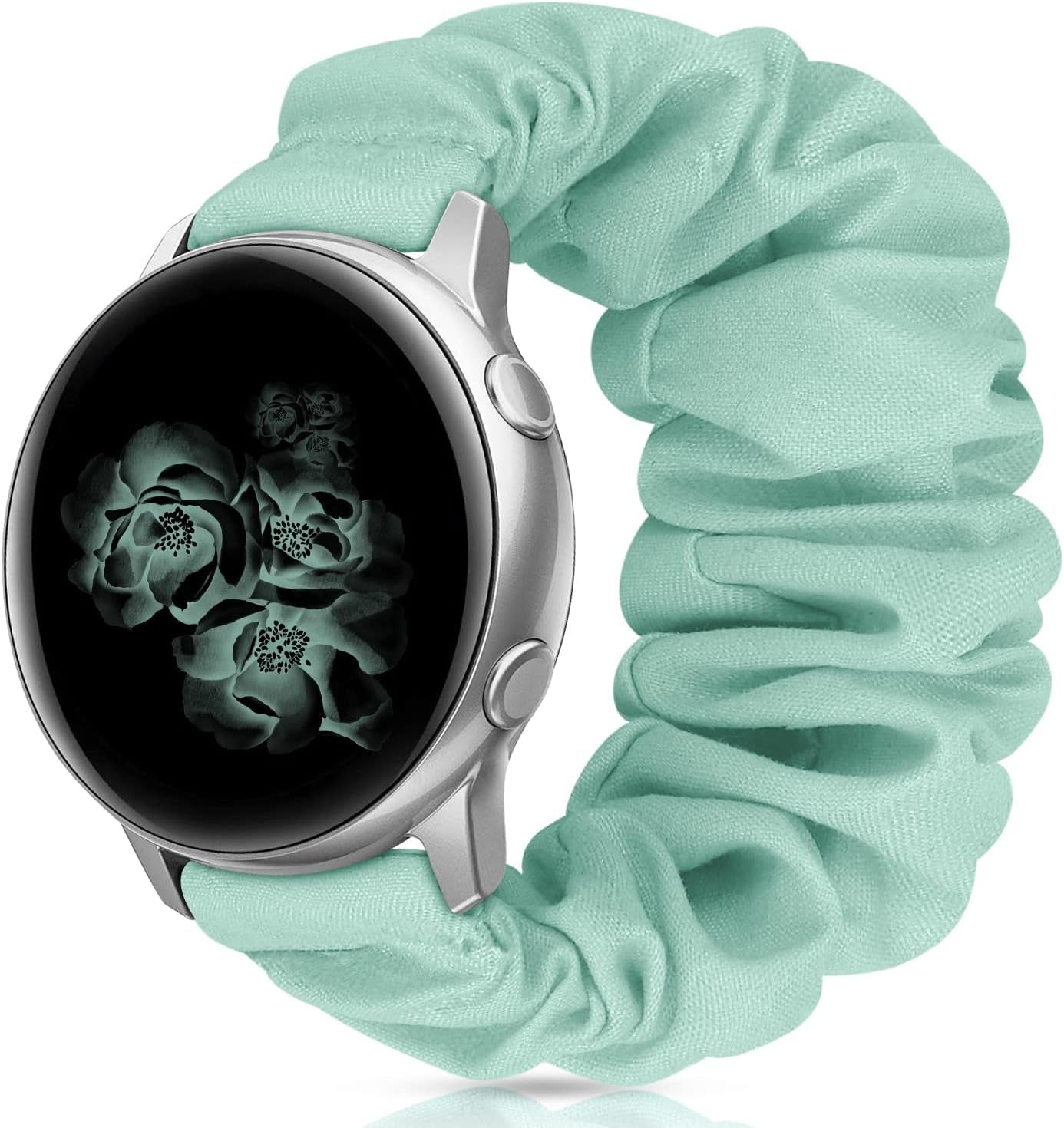 20Mm 22Mm Scrunchies Watch Bands, Cute Elastic Replacement Bands for Women with Quick Release Bar, Fabric Band for Samsung Galaxy Watch 4 5 Pro Galaxy Active, Active 2 40Mm 44Mm Watch Smartwatch Bla-S  ZSMJ H-Pine Green Small 