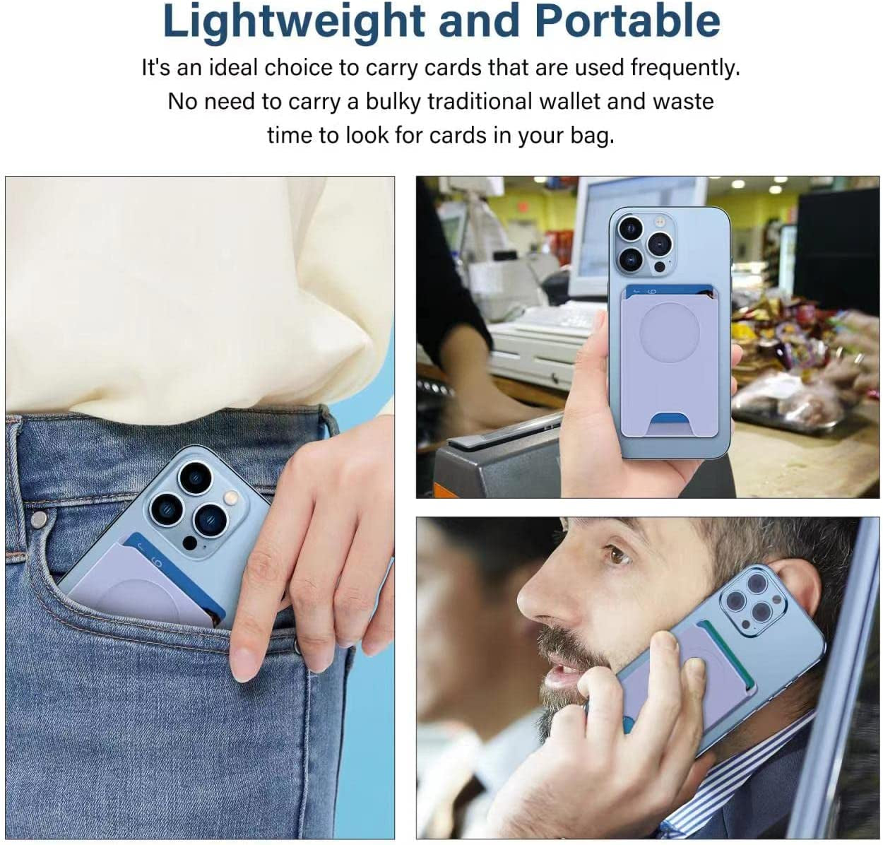 AUROX AUROX Magnetic Wallet Compatible with Magsafe Wallet for Iphone 14/13/12 Series Polycarbonate Magnetic Card Wallet Holder with Magsafewallet Only Works for Pop Socket Grip (Cornflower Blue)  AUROX   