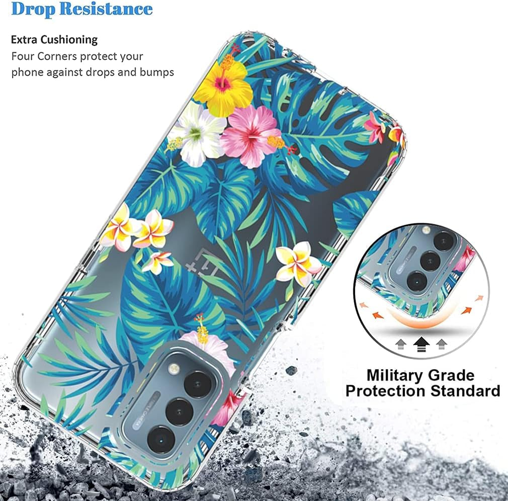 Vokuha Case for Oneplus Nord N200 5G, Oneplus N200 5G Case for Girls, Cute Floral Crystal Clear TPU Bumper Shockproof Protective Armor Cover for Oneplus Nord N200 5G (Flowers & Leaves)  Vokuha   