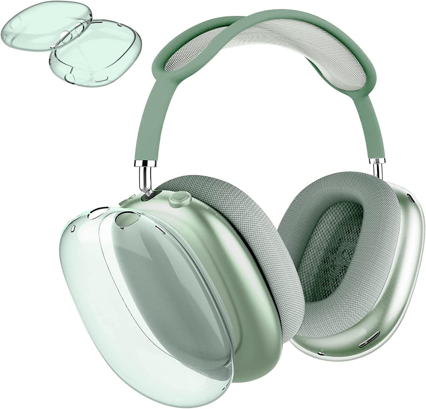 Aircawin for Airpods Max Case Clear Glitter,Soft TPU Clear Case for Airpods Max Case Cover,Shockproof Anti-Scratch Protective Case No-Yellowing Transparent Accessories for Airpod Max Headphone-Glitter  Aircawin Clear Green  