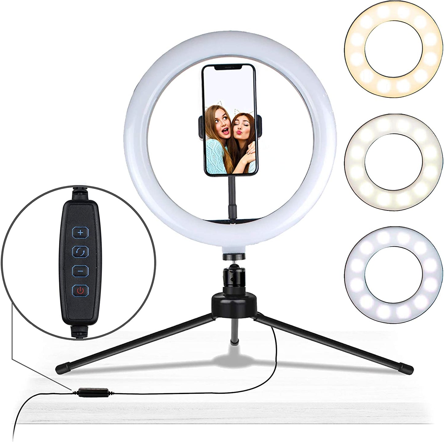 Aduro U-Stream Ring Light with Stand, 10" Desktop Light for Home Streaming Selfie Ring Light with Phone Holder for Makeup, Video Live Streaming, and Photography  Aduro   