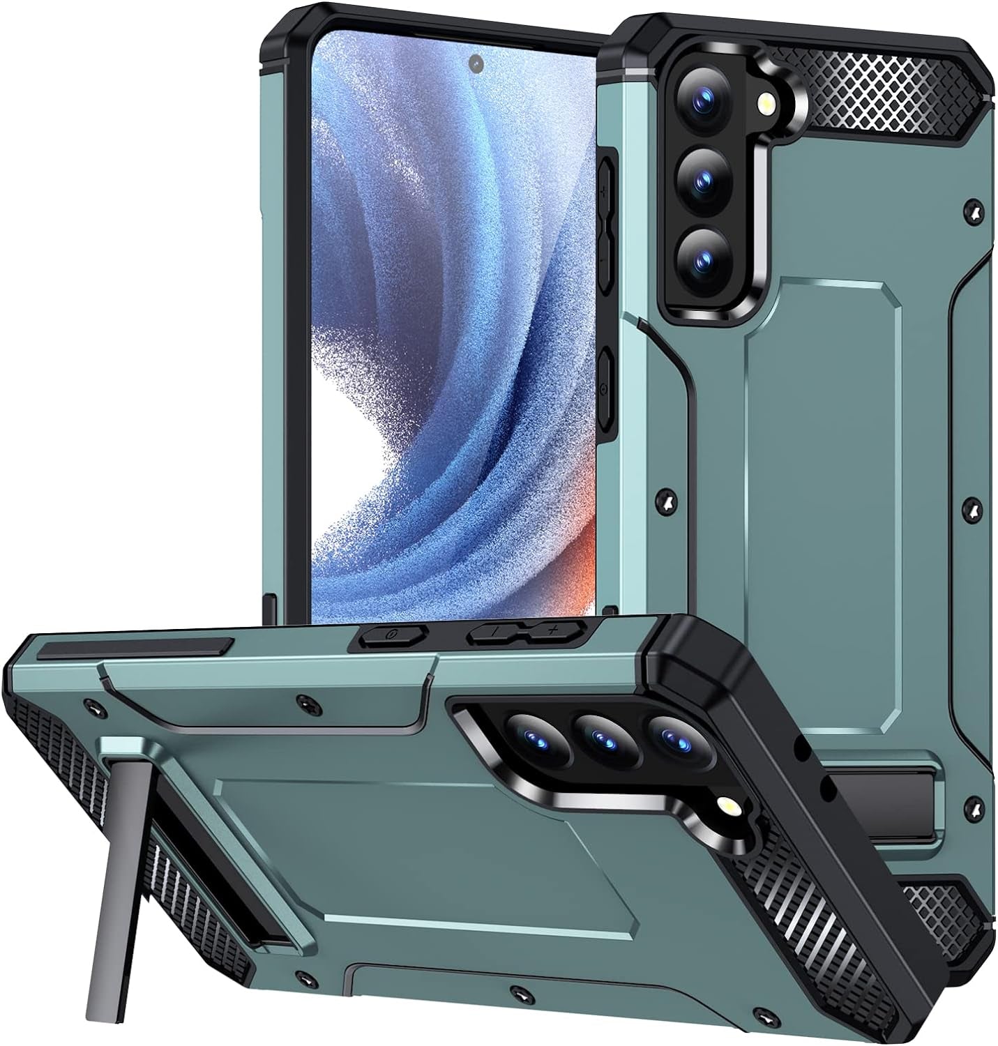 KOBBRAN Galaxy S21 plus Case for Samsung Galaxy S21 plus Case Military Grade Drop Shockproof with Metal Kickstand Stand Armor Protective Case for Galaxy S21 plus S21+ Phone Case (Blue)  KOBBRAN Alpine Green  