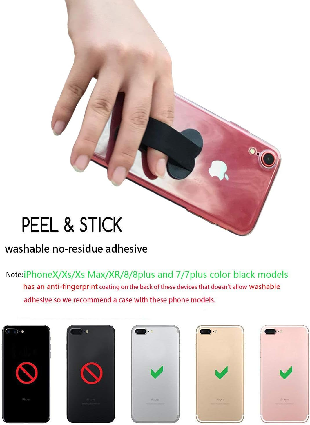 REINVENT Ego-Finger Strap Phone Holder - Cell Phone Grip Holds Device with Just a Finger - Ultra Thin Anti-Slip Universal Cell Phone Grips Band Holder for Back of Phone - 2Pack(Black)  REINVENT EGO   