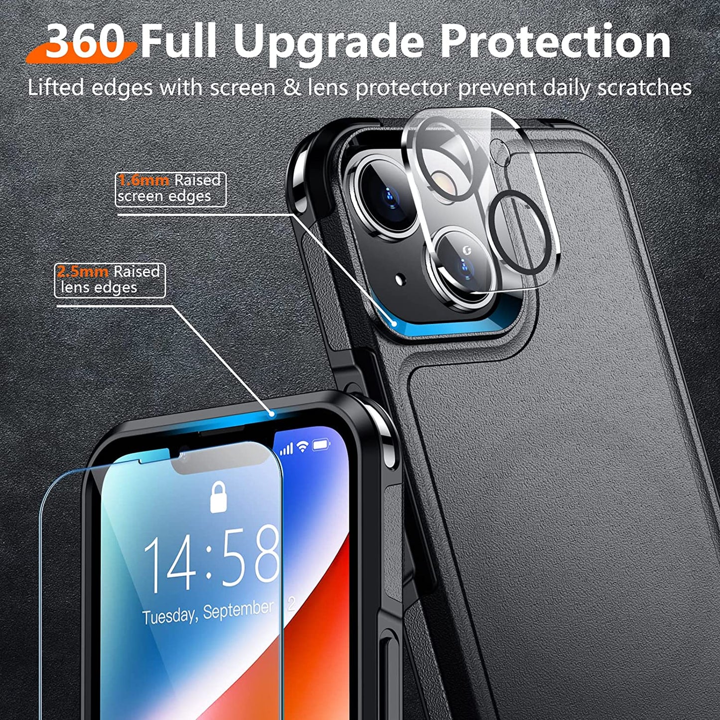 Red2Fire Magnetic for Iphone 14 plus Case [Compatible with Magsafe][Military Grade Drop Protection][Glass Screen Protector+Camera Lens Protector] Heavy Duty Shockproof Phone Case 6.7"-Black  Red2Fire   